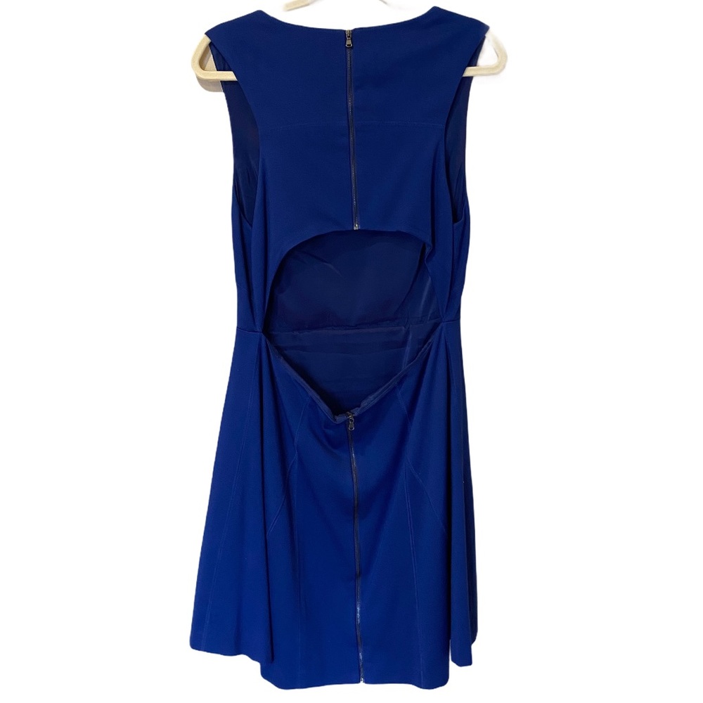 Trina Turk Delphine Cutout Back Ponte Knit Blue Fit and Flare Dress (14) - Picture 4 of 13